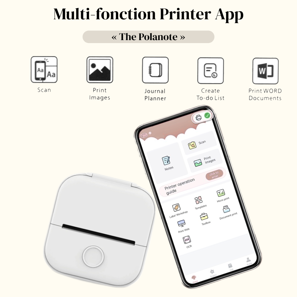 X1 Portable Mini Pocket Printer 80mm BT Wireless Thermal Photo Printer  300dpi Picture Memo Notes Lists Journal Receipt Paper Printer Sticker  Inkless Printing Compatible with Android iOS for 